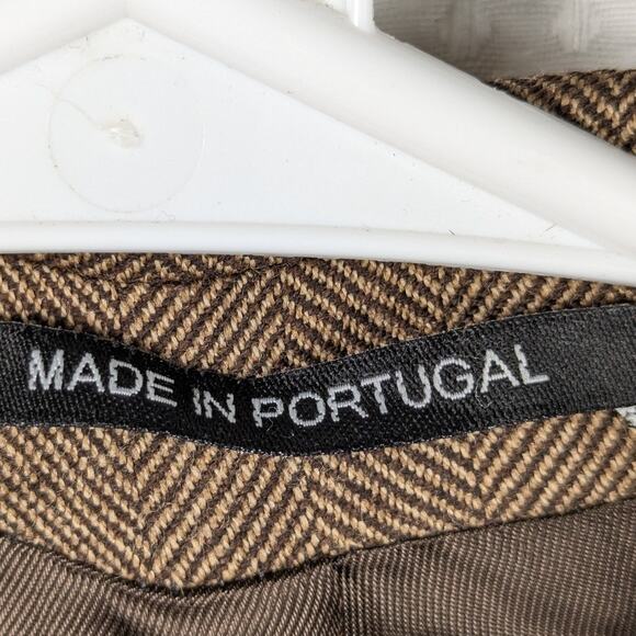 Sartoria Ruggiero 40R Brown Herringbone Wool Blazer Jacket Mens Made in Portugal - Picture 3 of 6